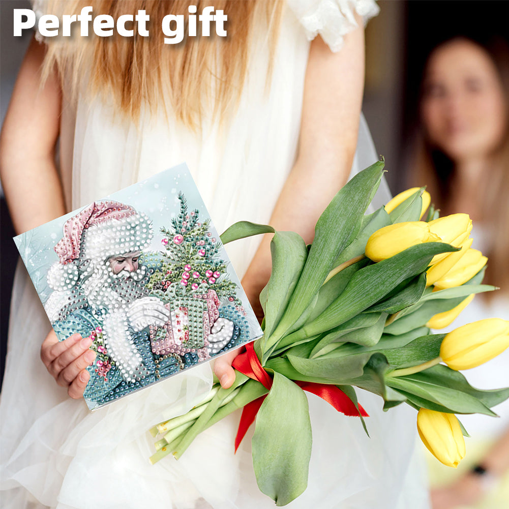 6PCS DIY Diamond Art Greeting Cards Winter Christmas Congratulations Cards Gifts