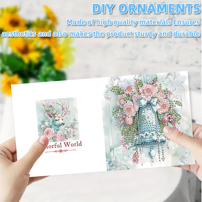 6PCS DIY Diamond Art Greeting Cards Winter Christmas Congratulations Cards Gifts