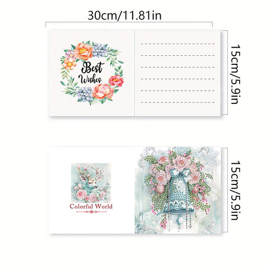 6PCS DIY Diamond Art Greeting Cards Winter Christmas Congratulations Cards Gifts