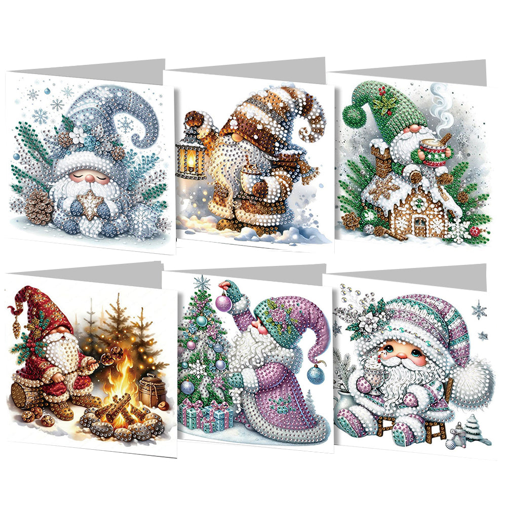 6PCS DIY Diamond Art Greeting Cards Winter Gnome Congratulations Cards & Gifts
