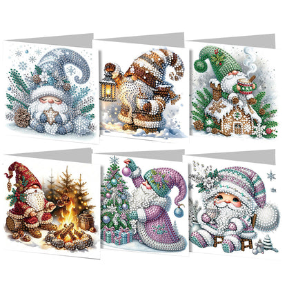 6PCS DIY Diamond Art Greeting Cards Winter Gnome Congratulations Cards & Gifts