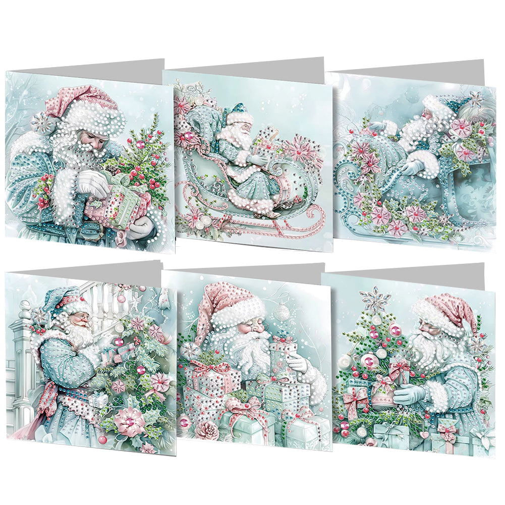 6PCS DIY Diamond Art Greeting Cards Santa Claus Congratulations Cards & Gifts Christmas