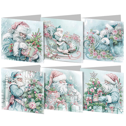 6PCS DIY Diamond Art Greeting Cards Santa Claus Congratulations Cards & Gifts Christmas