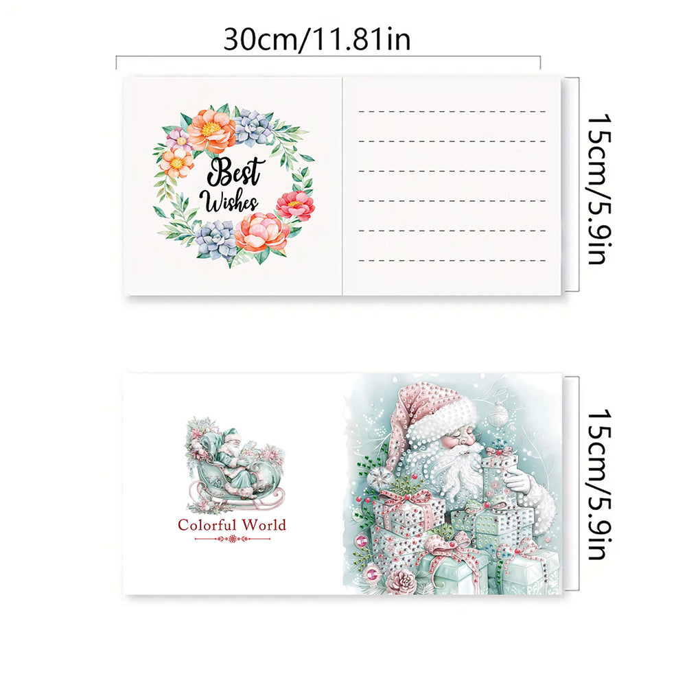 6PCS DIY Diamond Art Greeting Cards Santa Claus Congratulations Cards & Gifts Christmas