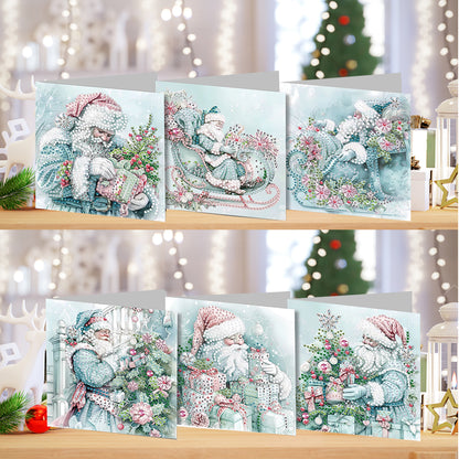 6PCS DIY Diamond Art Greeting Cards Santa Claus Congratulations Cards & Gifts Christmas
