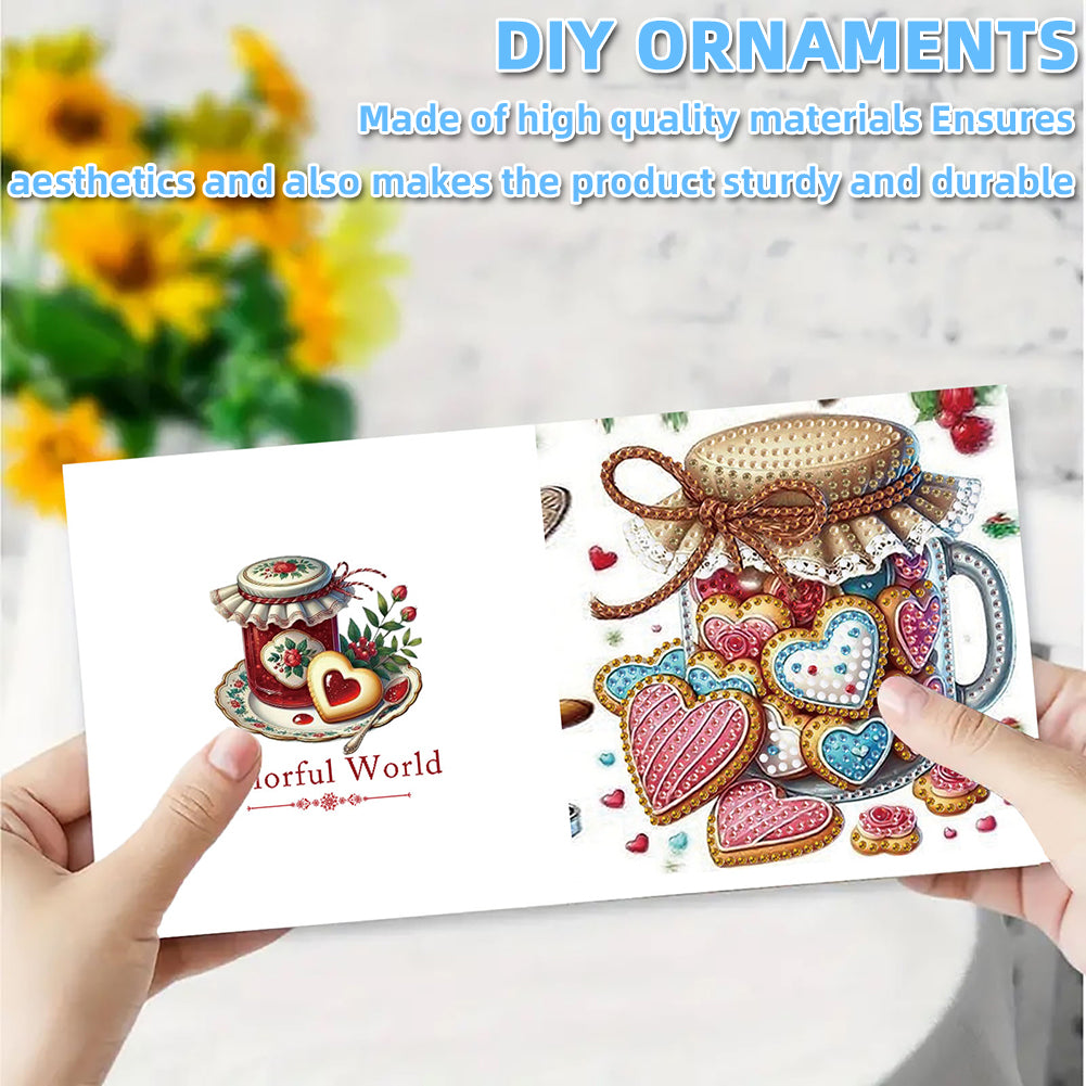 6PCS DIY Diamond Art Greeting Cards Dessert Theme Congratulations Cards & Gifts