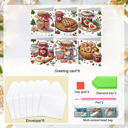 6PCS DIY Diamond Art Greeting Cards Dessert Theme Congratulations Cards & Gifts