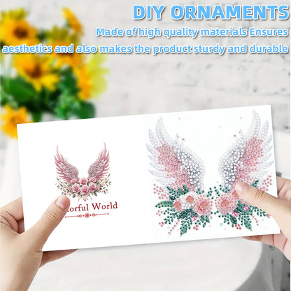 6PCS DIY Diamond Art Greeting Cards Flower Wings Congratulations Cards & Gifts