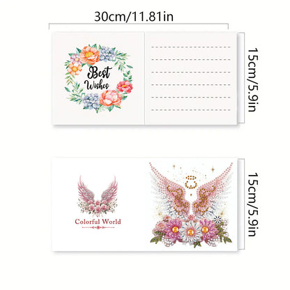 6PCS DIY Diamond Art Greeting Cards Flower Wings Congratulations Cards & Gifts