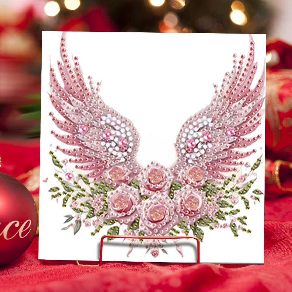 6PCS DIY Diamond Art Greeting Cards Flower Wings Congratulations Cards & Gifts