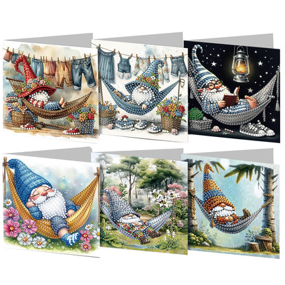 6PCS DIY Diamond Art Greeting Cards Gnome Theme Congratulations Cards & Gifts