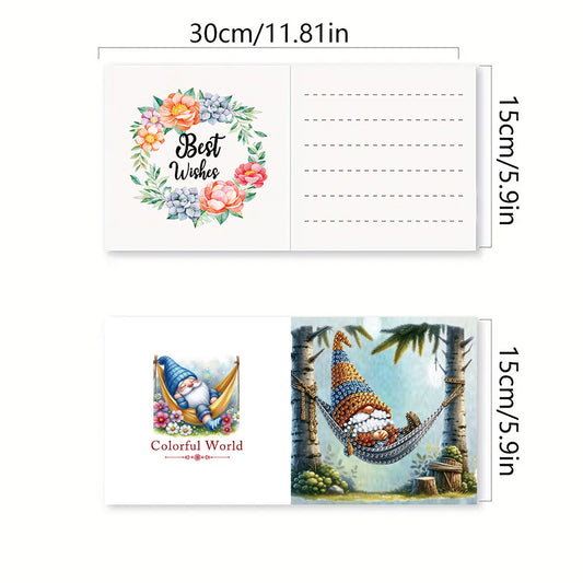 6PCS DIY Diamond Art Greeting Cards Gnome Theme Congratulations Cards & Gifts