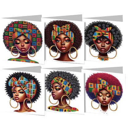 6PCS DIY Diamond Art Greeting Cards Black Girl Congratulations Cards & Gifts