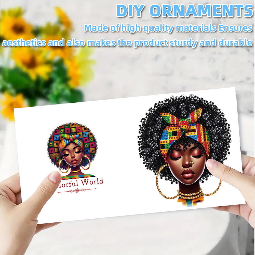 6PCS DIY Diamond Art Greeting Cards Black Girl Congratulations Cards & Gifts
