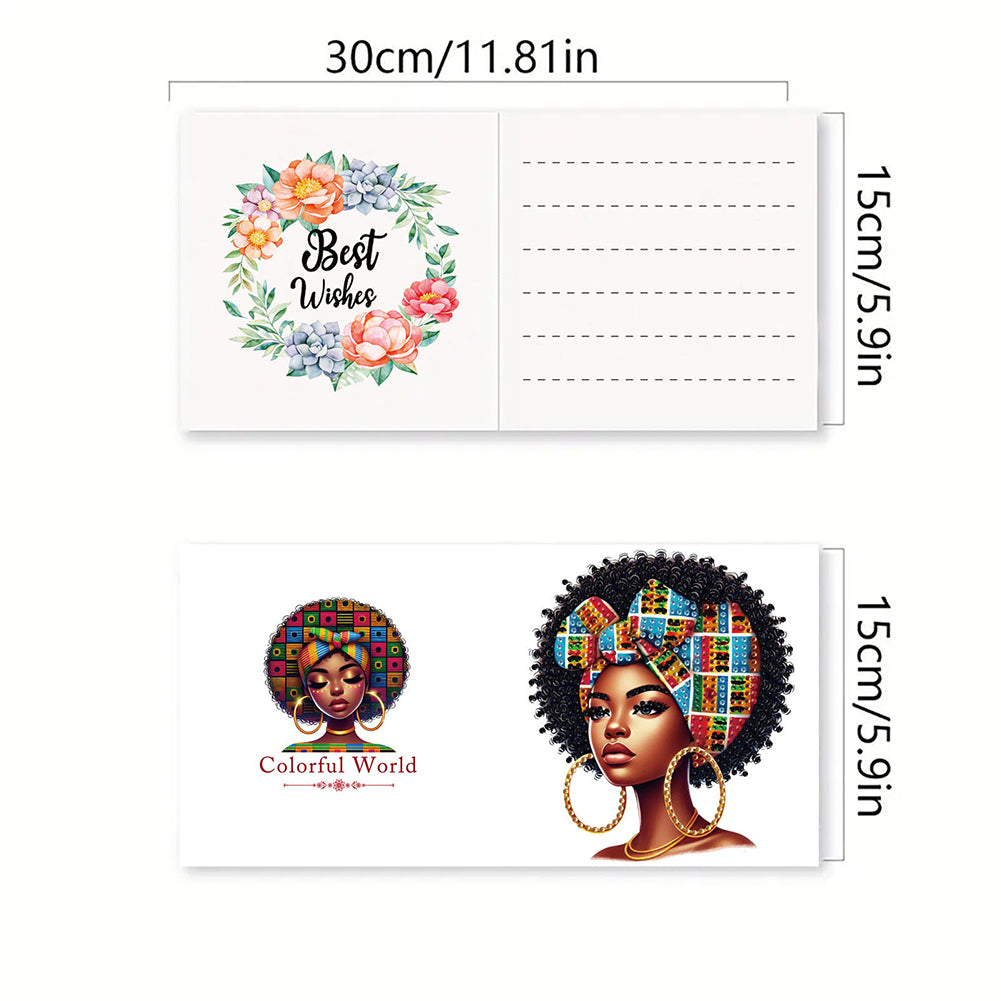 6PCS DIY Diamond Art Greeting Cards Black Girl Congratulations Cards & Gifts
