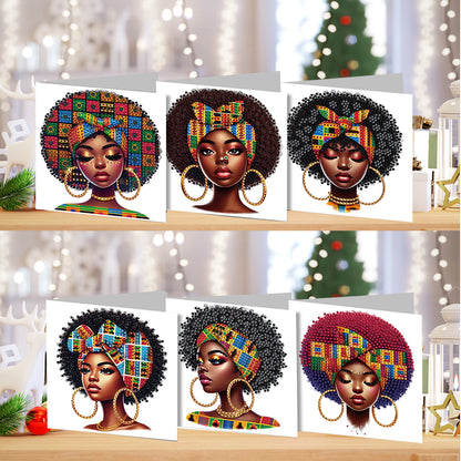 6PCS DIY Diamond Art Greeting Cards Black Girl Congratulations Cards & Gifts