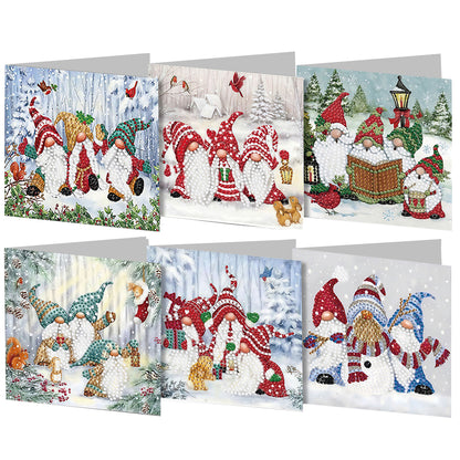 6PCS DIY Diamond Art Greeting Cards Gnome Theme Congratulations Cards & Gifts
