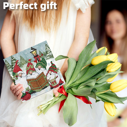 6PCS DIY Diamond Art Greeting Cards Gnome Theme Congratulations Cards & Gifts
