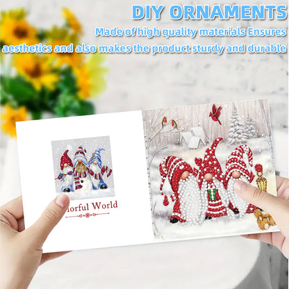 6PCS DIY Diamond Art Greeting Cards Gnome Theme Congratulations Cards & Gifts
