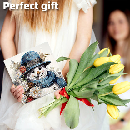 6PCS DIY Diamond Art Greeting Cards Snowman Theme Congratulations Cards & Gifts