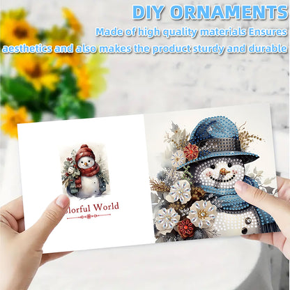 6PCS DIY Diamond Art Greeting Cards Snowman Theme Congratulations Cards & Gifts