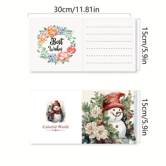 6PCS DIY Diamond Art Greeting Cards Snowman Theme Congratulations Cards & Gifts