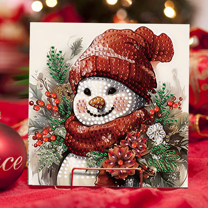 6PCS DIY Diamond Art Greeting Cards Snowman Theme Congratulations Cards & Gifts