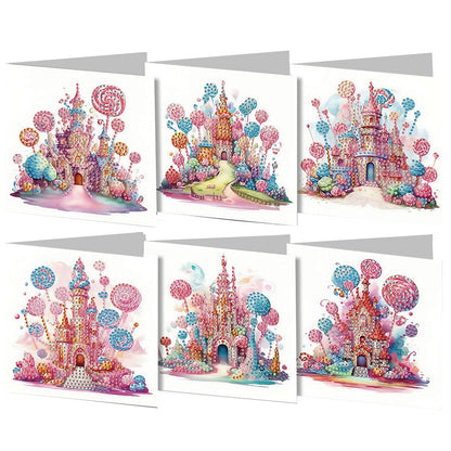 6PCS DIY Diamond Art Greeting Cards Candy Castle Congratulations Cards & Gifts