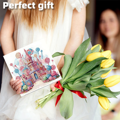 6PCS DIY Diamond Art Greeting Cards Candy Castle Congratulations Cards & Gifts