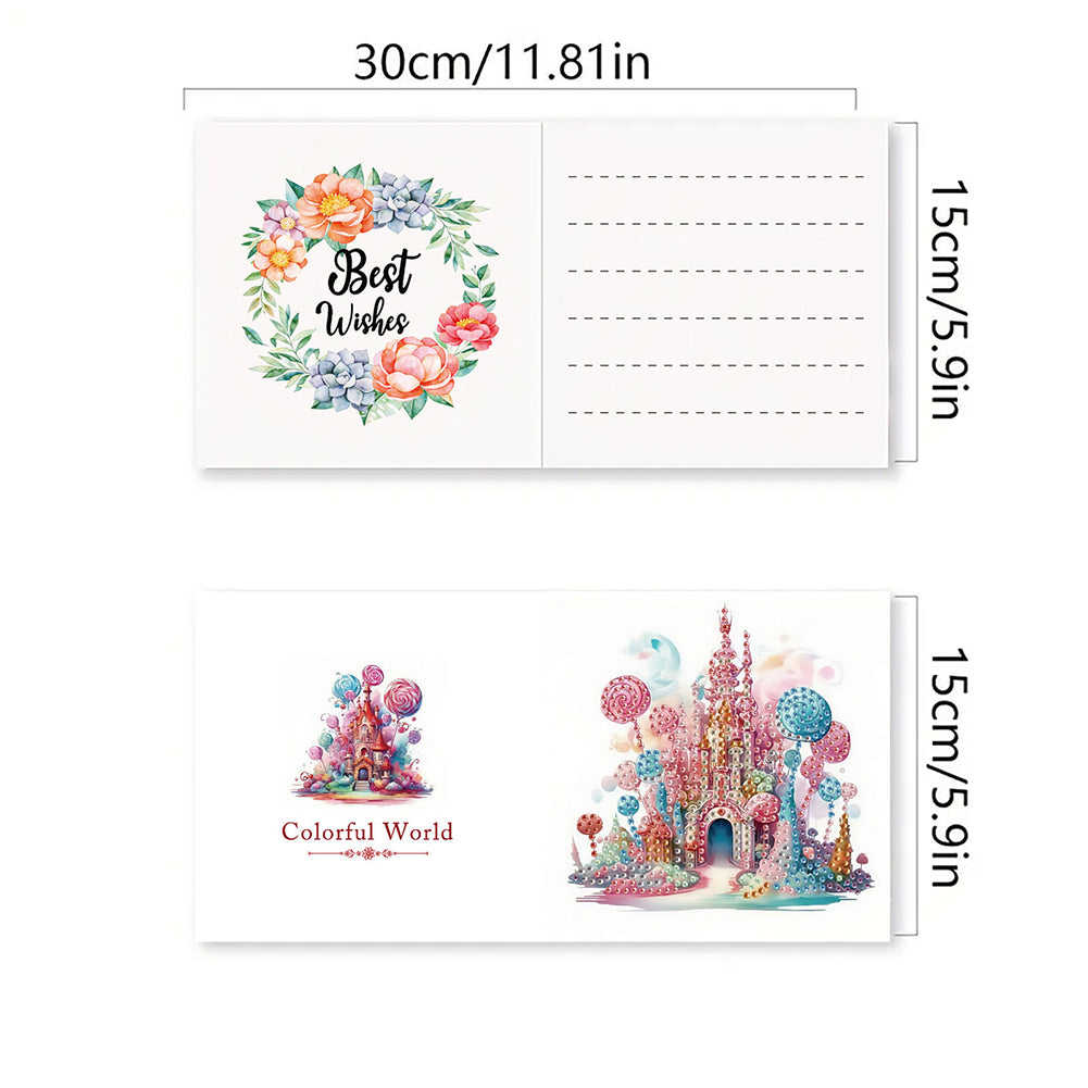 6PCS DIY Diamond Art Greeting Cards Candy Castle Congratulations Cards & Gifts