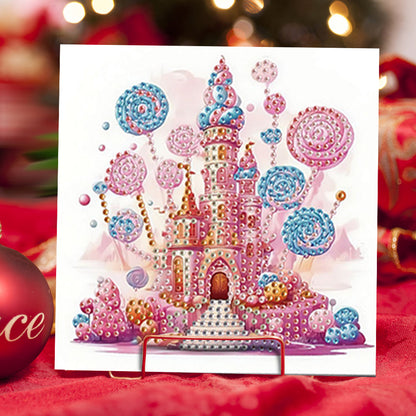 6PCS DIY Diamond Art Greeting Cards Candy Castle Congratulations Cards & Gifts