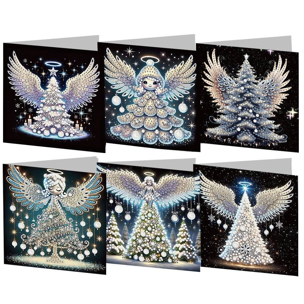 6PCS DIY Diamond Art Greeting Cards Angel Theme Congratulations Cards & Gifts