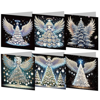 6PCS DIY Diamond Art Greeting Cards Angel Theme Congratulations Cards & Gifts