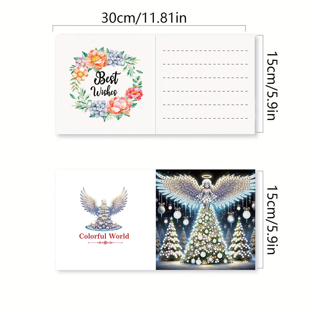 6PCS DIY Diamond Art Greeting Cards Angel Theme Congratulations Cards & Gifts