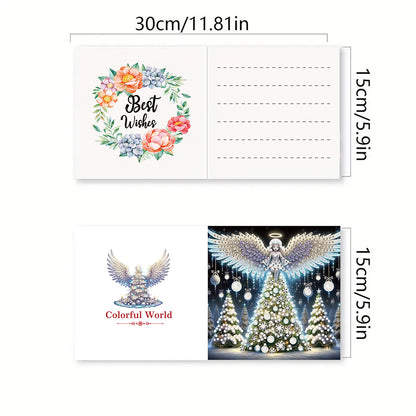 6PCS DIY Diamond Art Greeting Cards Angel Theme Congratulations Cards & Gifts