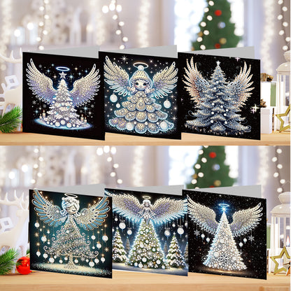 6PCS DIY Diamond Art Greeting Cards Angel Theme Congratulations Cards & Gifts