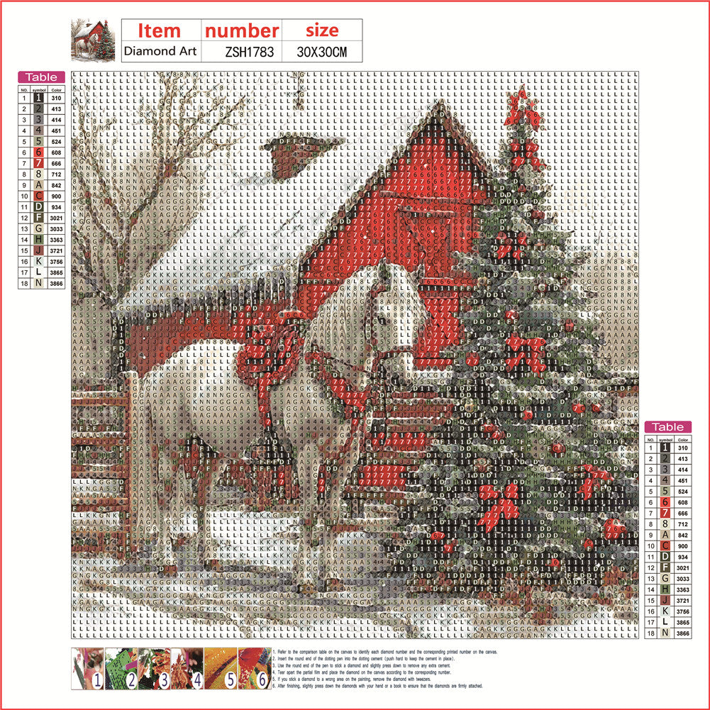 Christmas Mood Horse - Full Round Drill Diamond Painting 30*30CM