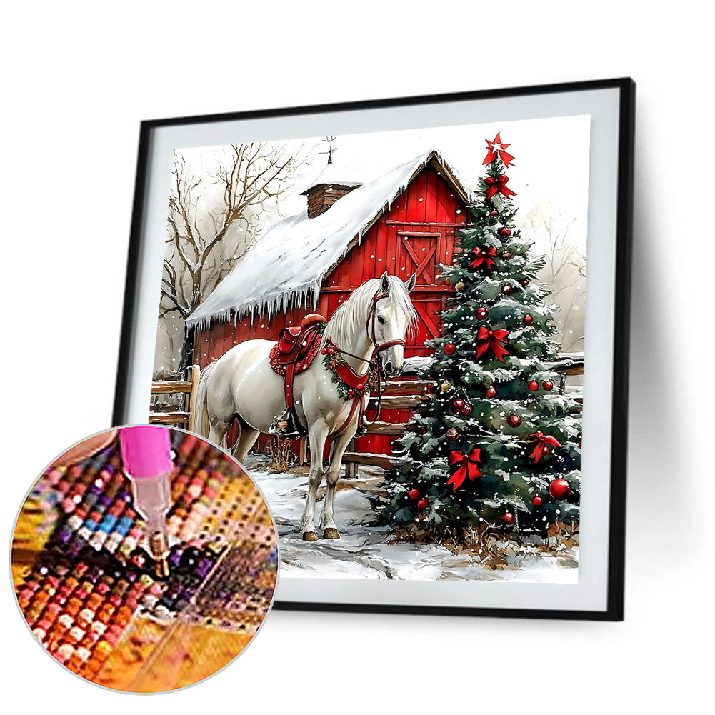 Christmas Horse - Full Round Drill Diamond Painting 30*30CM