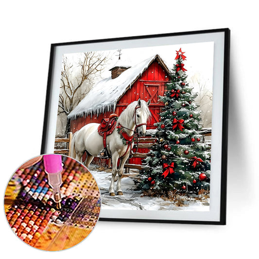 Christmas Mood Horse - Full Round Drill Diamond Painting 30*30CM