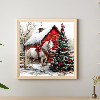 Christmas Mood Horse - Full Round Drill Diamond Painting 30*30CM
