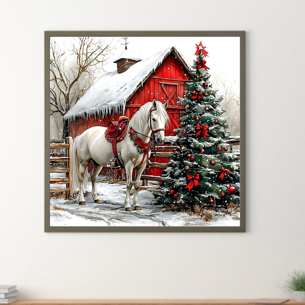 Christmas Horse - Full Round Drill Diamond Painting 30*30CM
