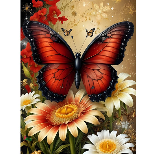 Butterfly Daisy - Full Round Drill Diamond Painting 30*40CM