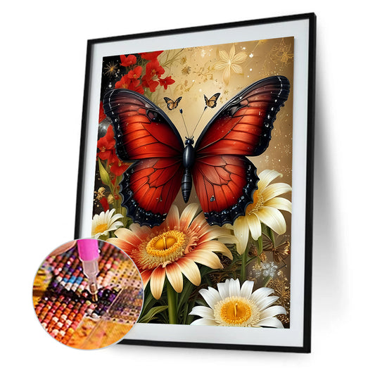 Butterfly Daisy - Full Round Drill Diamond Painting 30*40CM