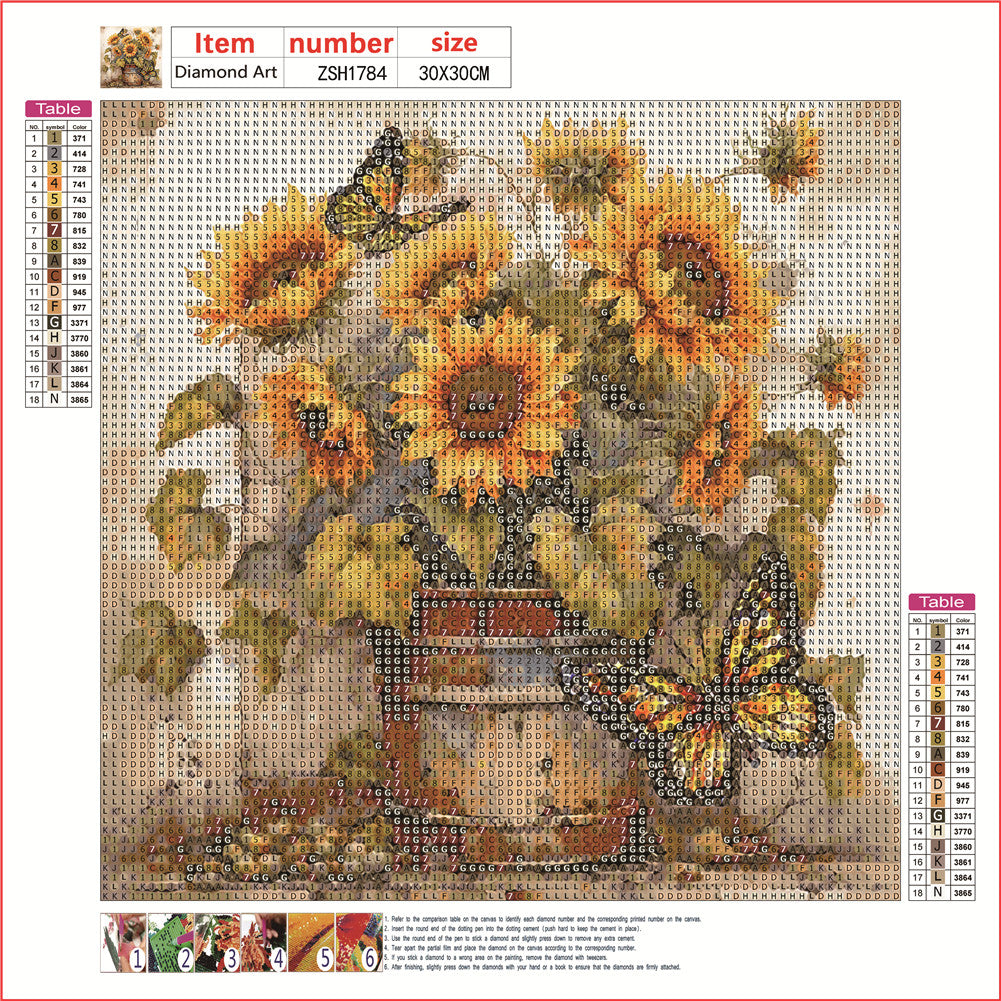 Sunflower Bouquet - Full Round Drill Diamond Painting 30*30CM