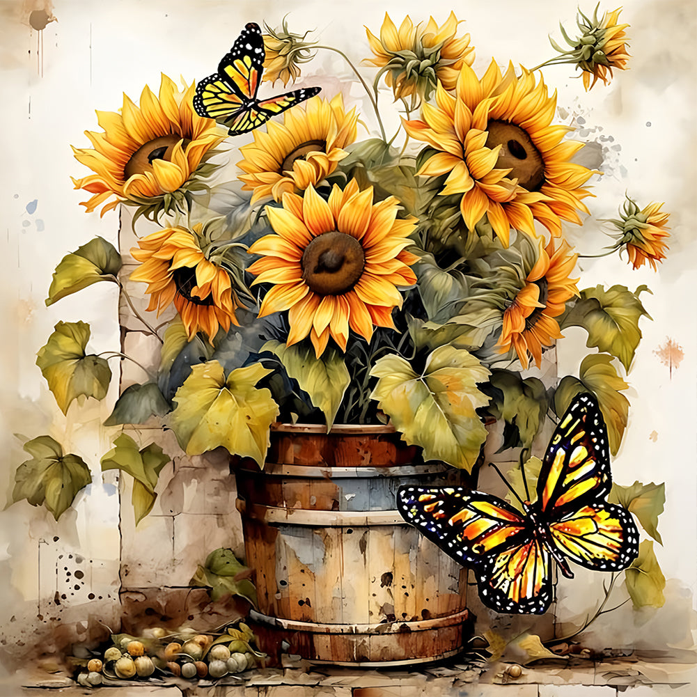 Sunflower Bouquet - Full Round Drill Diamond Painting 30*30CM