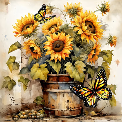 Sunflower Bouquet - Full Round Drill Diamond Painting 30*30CM
