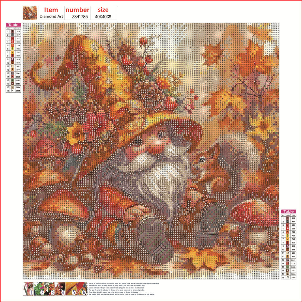 Autumn Gnome - Full Round Drill Diamond Painting 40*40CM