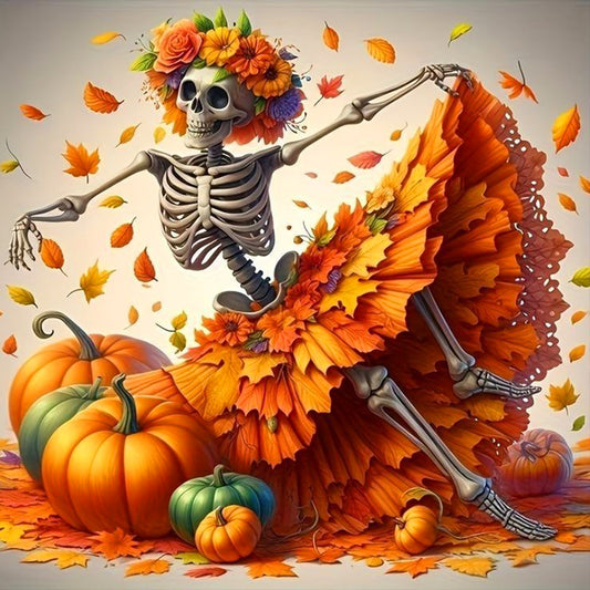 Skull And Leaf Skirt - Full Round Drill Diamond Painting 40*40CM