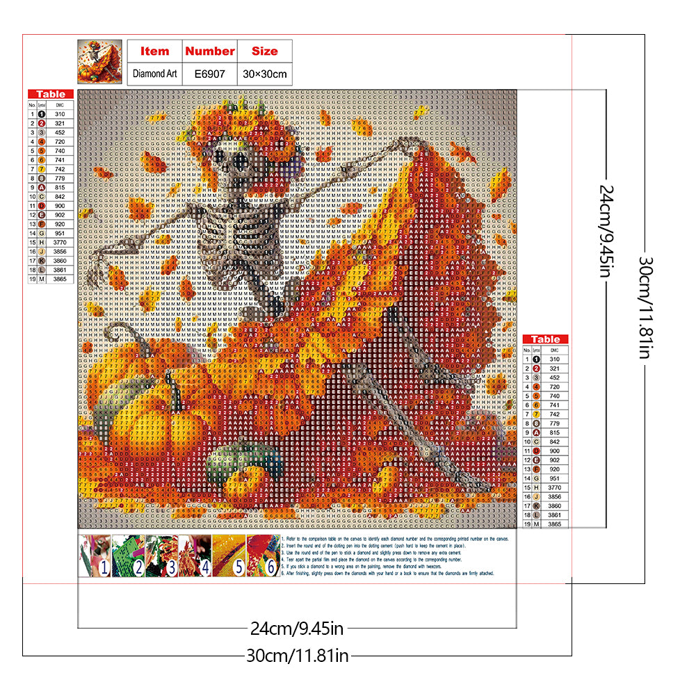 Skull And Leaf Skirt - Full Round Drill Diamond Painting 40*40CM