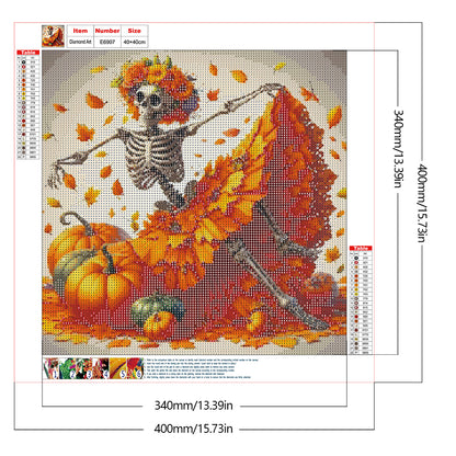Skeleton Leaf Skirt - Full Round Drill Diamond Painting 40*40CM